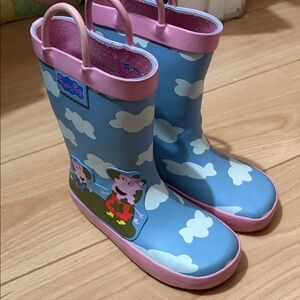 Peppa Pig Pink and Blue Cloud Rain Boots Size 9/10